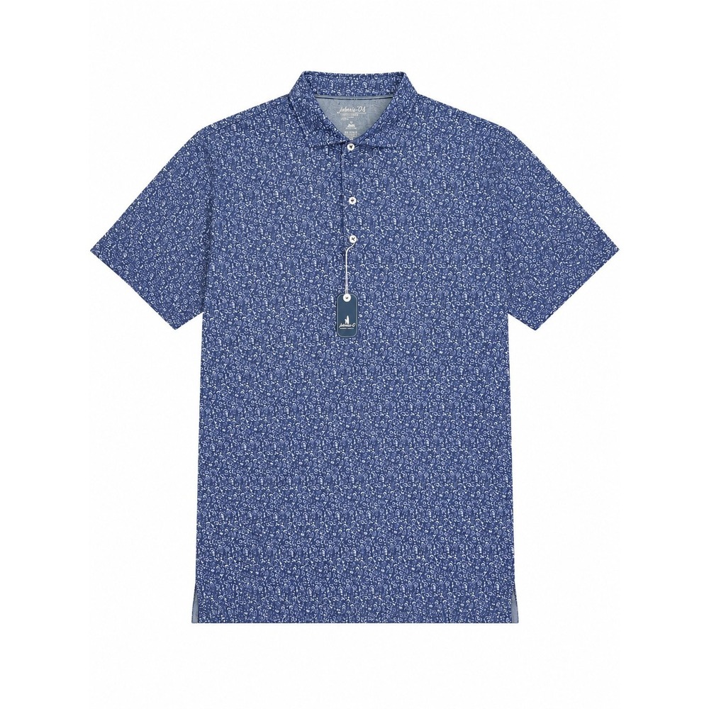 Johnnie-O Boggings Performance Polo Golf Shirt Men's L Navy Novelty Print NWT